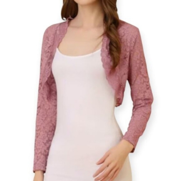 Allegra K Jackets & Blazers - Allegra K Pink Lace Bolero Shrug SZ.L NWT.